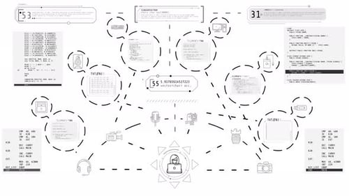 Futuristic Network Data Flow HUD Animation