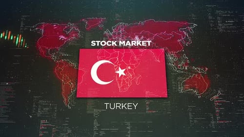 Turkey Stock Market Chart Background With Flag