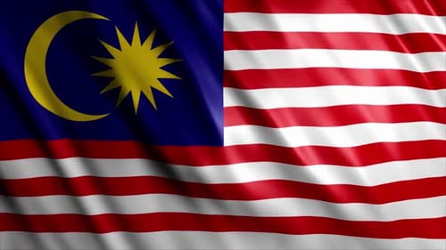 Waving Realistic Malaysia National Flag Animation Background