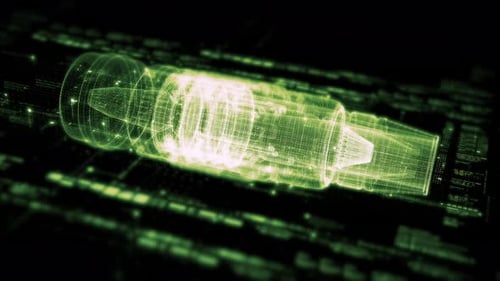 Futuristic Digital Hologram Spark Plug Wireframe Animation