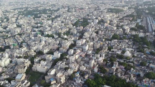Cinematic aerial video of entire south Indian city in a single shot. Aerial footage of a developed c