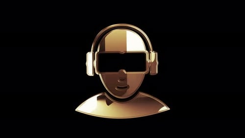 Virtual reality VR metal symbol loop rotating