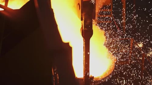 The Process of Molten Metal Pouring is a Vital Operation in the Industrial Foundry Sector Stock Clip