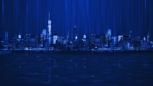 Paysage urbain d'affaires futuriste numérique en 3D avec concept technologique de gratte-ciel Hyperlapse Lines