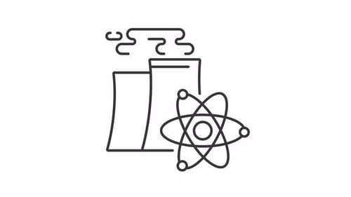 Science Animated Icon: Nuclear Power Plant and Atom