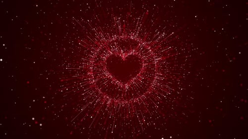 Glowing Red Particle Heart Loop Background