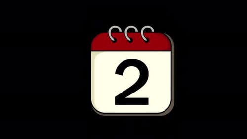 Calendar Changes From The 2nd To The 3rd Of The Month 4K On Alpha Channel