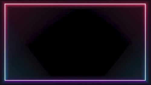 Neon gradient glowing rectangular border frame for copy space text overlay on black background seaml