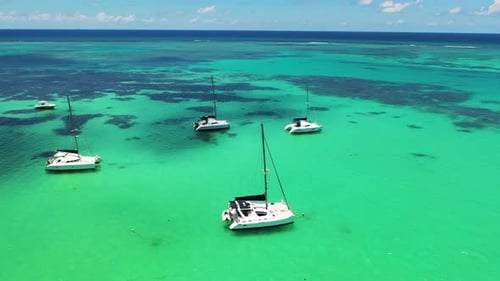 Aerial view of Cap Malheureux, a beautiful coastline on Mauritius islands.