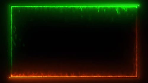 Green & Golden Neon Rectangle Border Loop V11