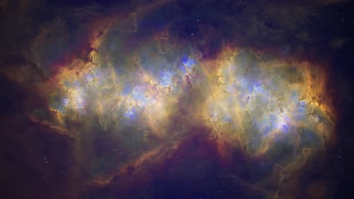 Flying Through a Colorful Abstract Space Nebula Background