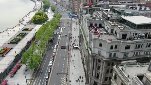 Shanghai ChinaThe Drone Aerial View of the Bund