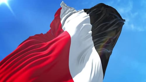 Realistic Waving Flag Loop against Blue Sky