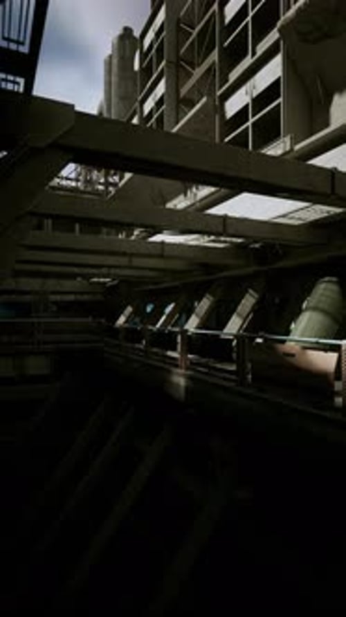 Industrial Complex With Shadows and Steel Structures