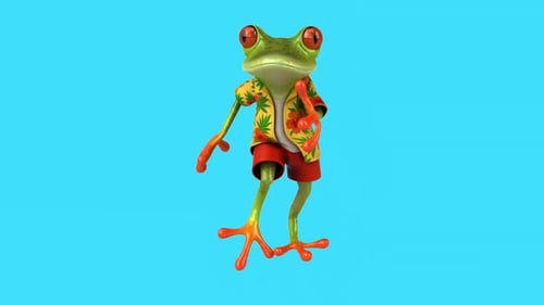 Lustiges 3D-Cartoon-Froschrennen (mit Alphakanal)