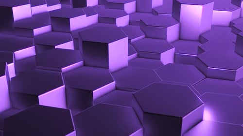 Animated Purple Hexagon Grid Abstract Technology Background Loop