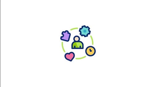 Animated Person Icon with Rotating Concept Elements