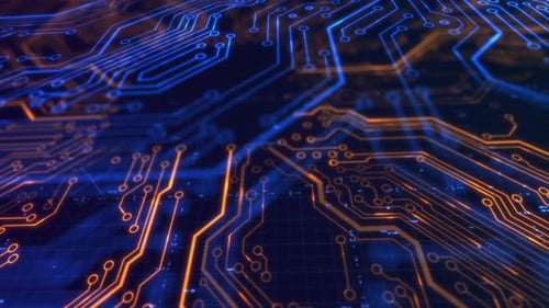 Digital Circuit Board Network Background Animation