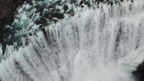 Birds Eye View of Powerful Waterfall