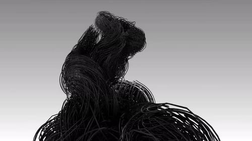 Fluid Black Wireframe Abstract Morphing Loop