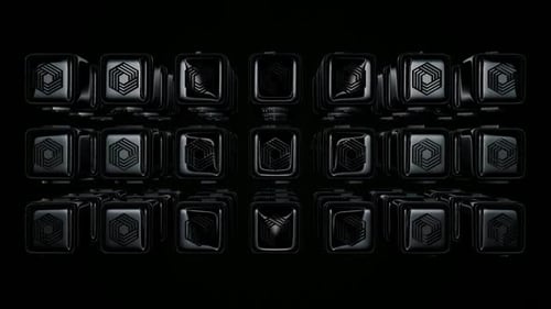 Abstract Black Cubes with Hexagon Pattern Wave Animation