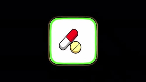 Animated Medical Pills Icon with Sketchy Green Outline