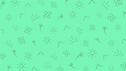 Hand Drawn Doodle Pattern Sun Cloud Plant