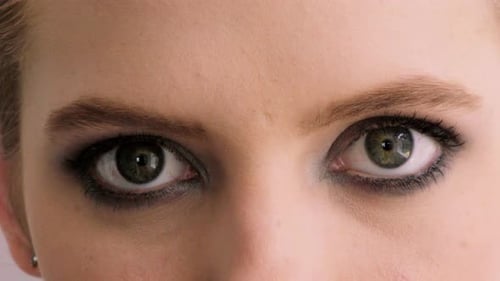 Eyes, makeup and face of woman for eyeshadow, cosmetics and makeover aesthetic with mascara