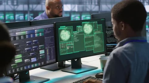 Cybersecurity Team Monitoring Security Incidents Affecting Data Center