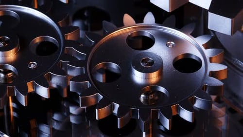 Metal Gears Rotating in a Complex Mechanism