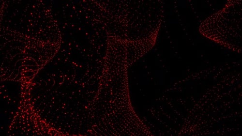Abstract Red Particles Flowing Digital Wave Background Loop