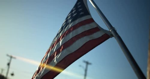 American Flag Waving on a Sunny Day