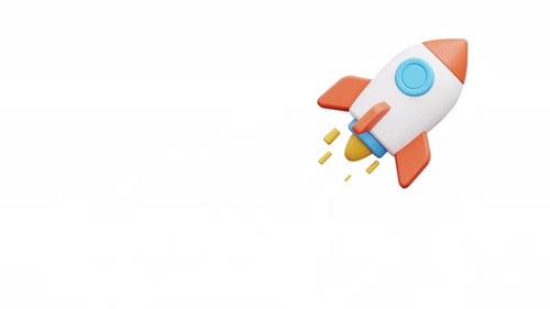 3D Animated Rocket Flying Upwards with Smoke Effect