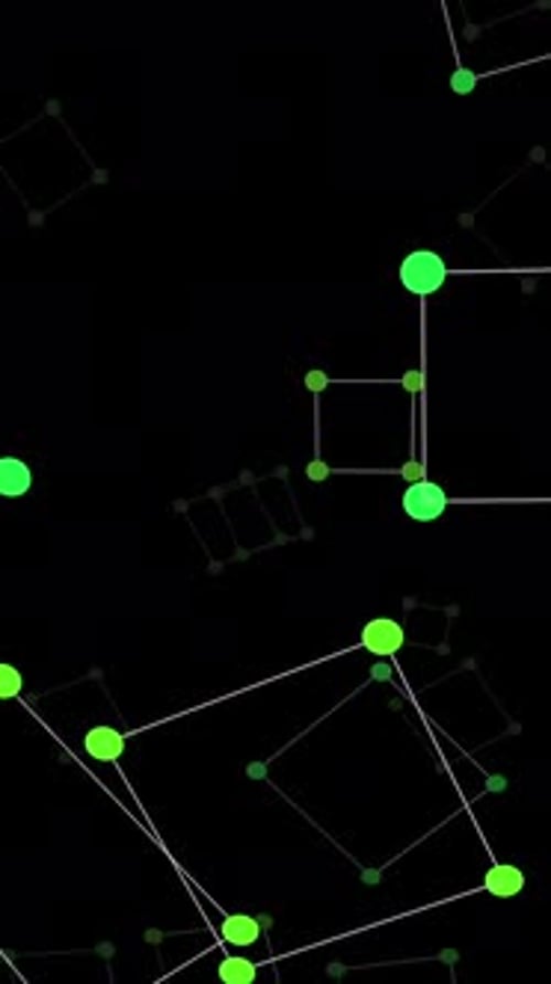 An Artistic Representation of Abstract Green Nodes and Connections Set Against a Black Background