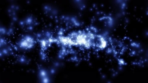 Abstract Glowing Blue Particle Field Loop