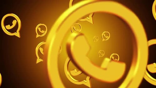 Golden 3D Communication Icons Floating Loop Background