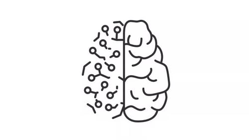 Animated Digital Brain Icon with Circuitry