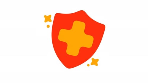 Animated Flat Design Health Shield Icon