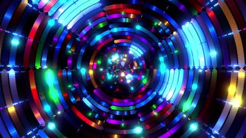 Neon Disco Lights Tunnel Loop Background
