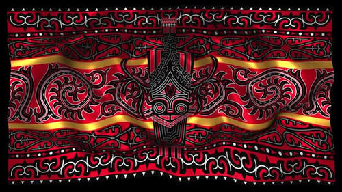 Tissu à motif ethnique en soie indonésien Tribal Gorga Simalungun Batak Toba Ulos Wave Alpha Channel 1