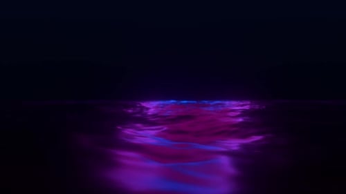 Mystical Ocean Waves with Pink and Blue Lights