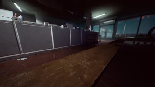 Realistic 3D Render of an Empty Laundromat Interior Scene