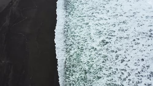 Aerial shot of a beach and the pacific ocean at Chile