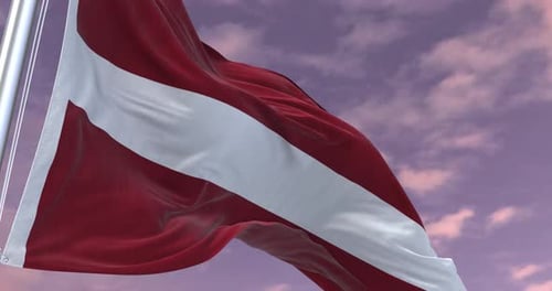 Latvian Flag Waving in Realistic Slow Motion Loop