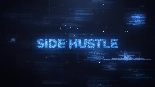 Side Hustle Word zum dynamischen Technologie-Hintergrund