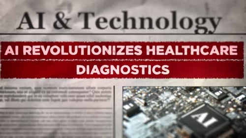 Grungy Newspaper Headline Reveal on AI and Healthcare