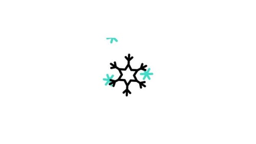 Flat Design Snowflake Animation with Falling Light Blue Snow