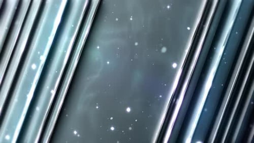 Abstract Shifting Metallic Panels with Sparkling Light Particles