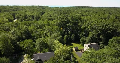 Aerial view: Maine's forest and coastal landscape
