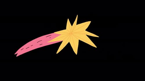 Étoile filante souriante violette avec animation de traces de mouvement